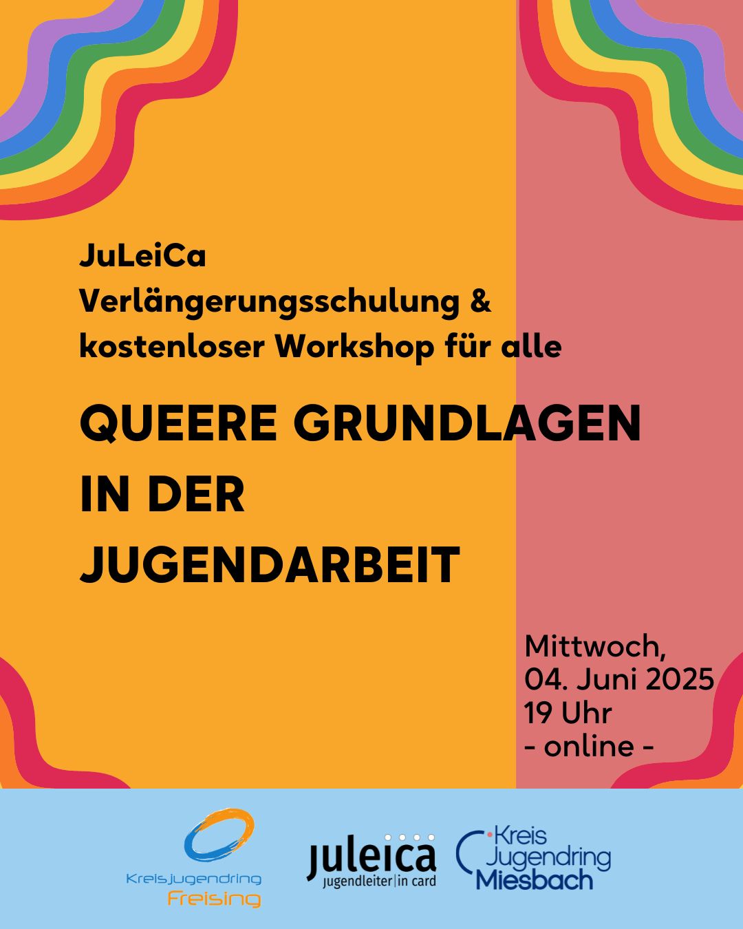 JuLeiCa Verlängerungsschulung & kostenloser Workshop für alle: Queere Grundlagen in der Jugendarbeit